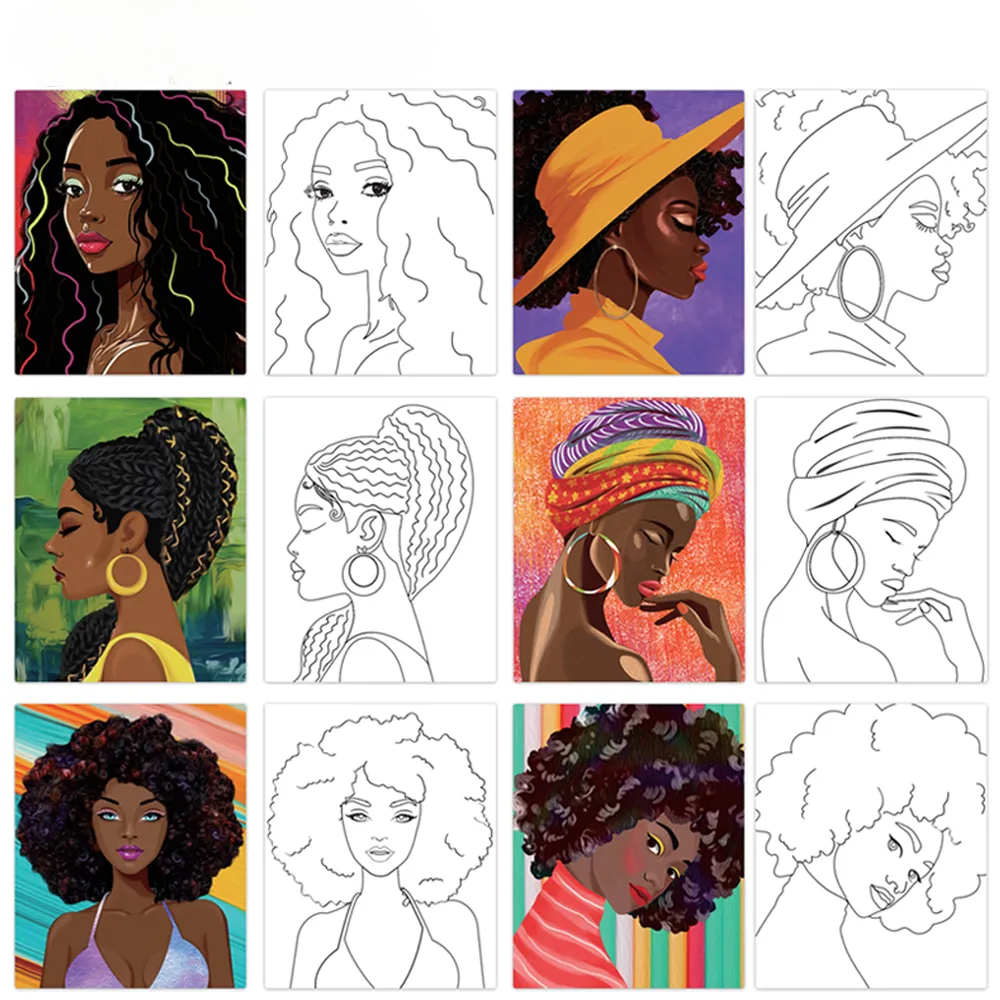 Pre-Drawn Ladies Canvas for Painting – Cotton 20x25cm