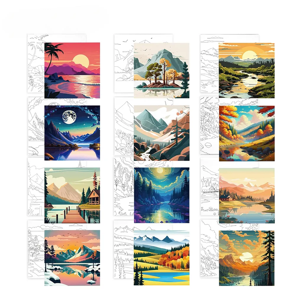 Pre-Drawn Scenery Design Canvas Panel – 20x20cm