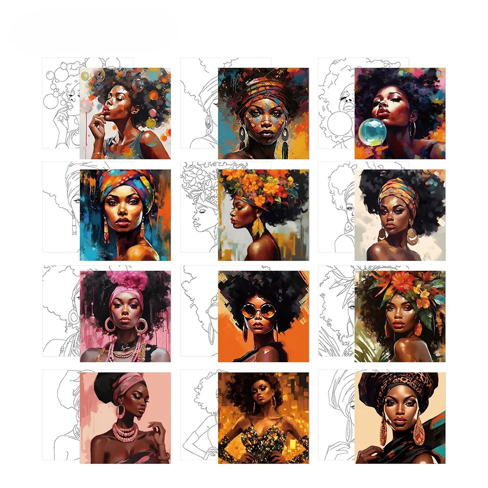 Pre-Drawn African Queen Design Canvas Panel – 20x25cm