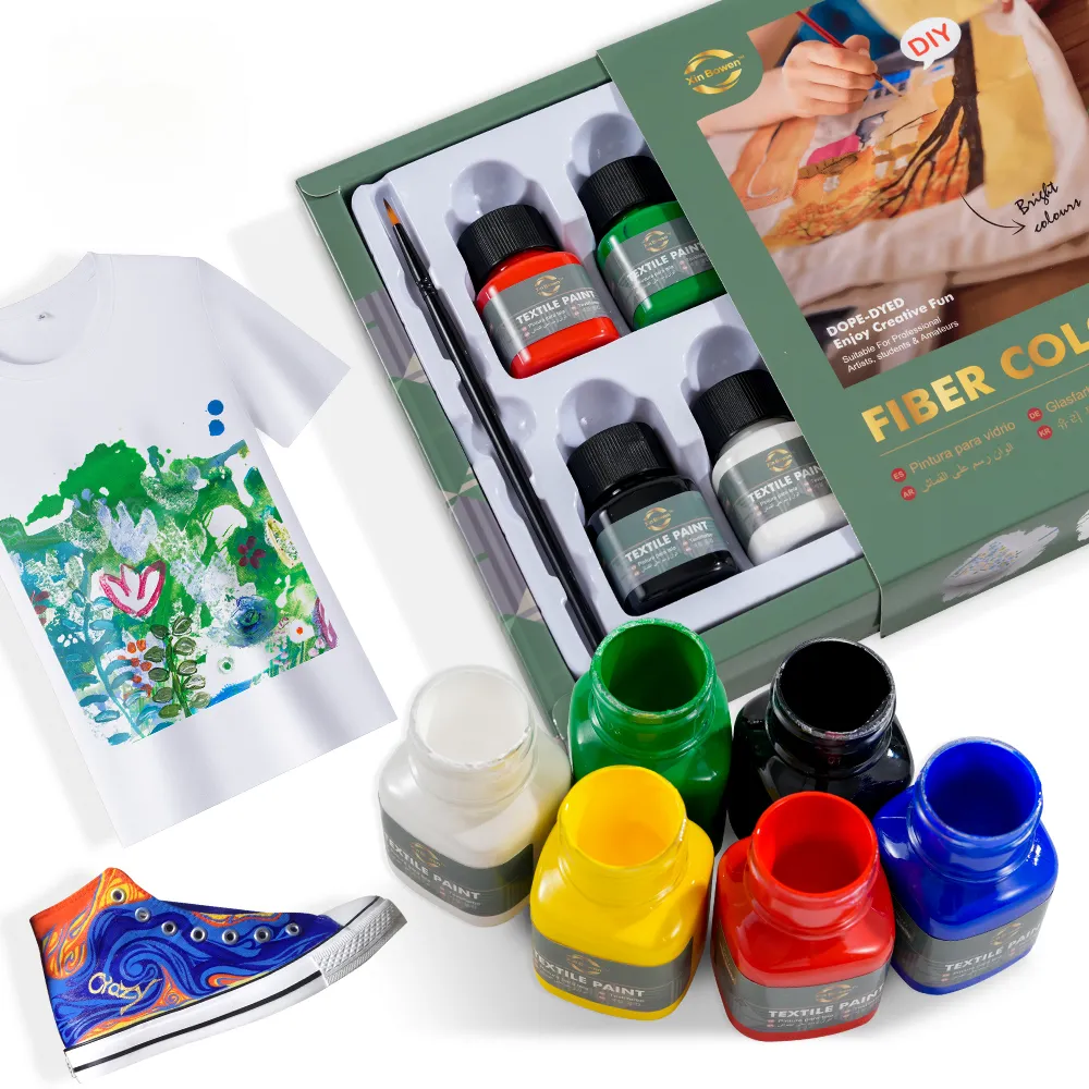 Fiber & Textile Paint Set – 6 Colors (30ml)