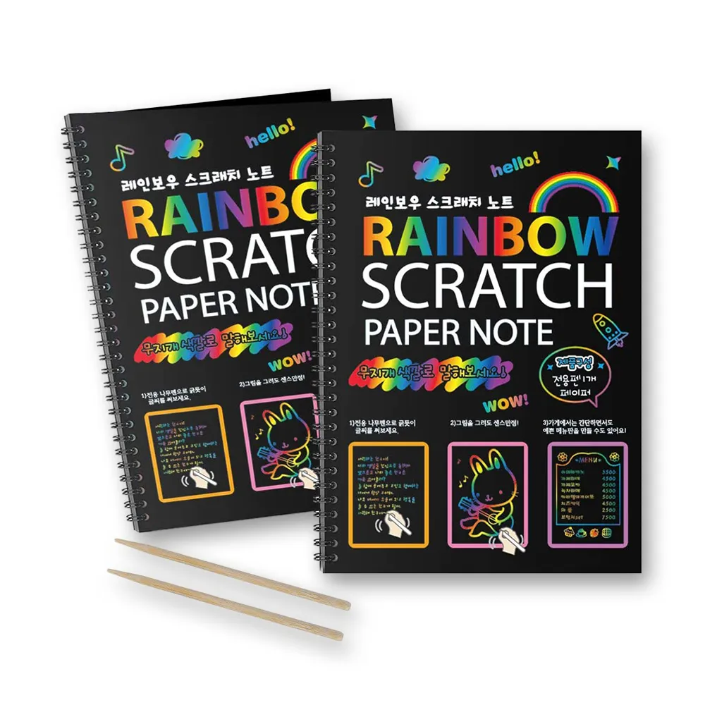 DIY Magic Black Scratch Art Paper Book – Rainbow Scratch Painting