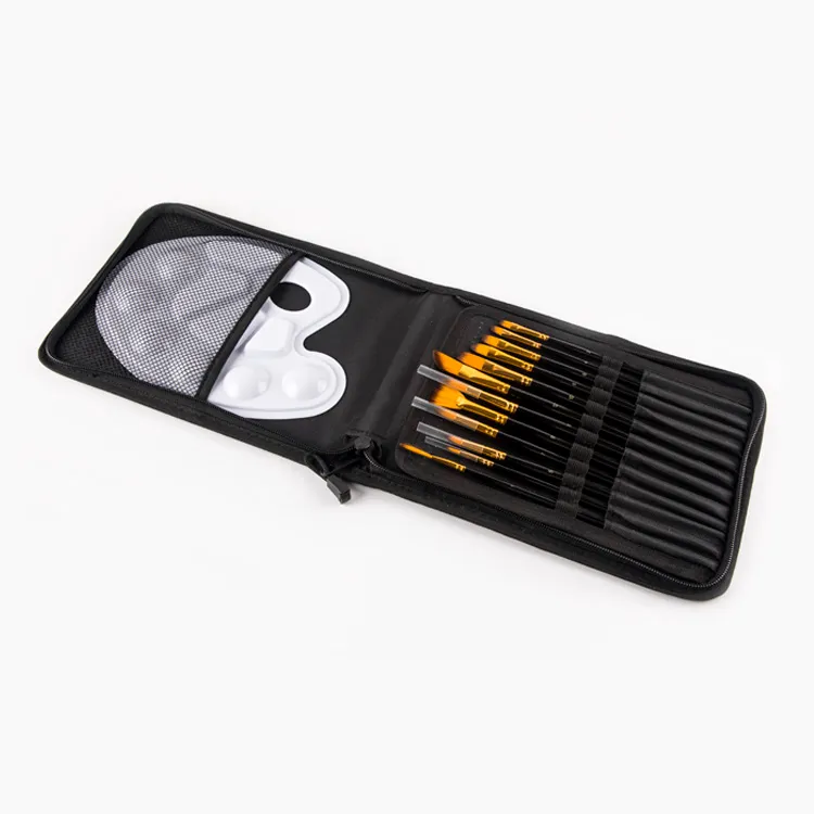 12 PCS Paint Brush Set with Canvas Bag & Palette