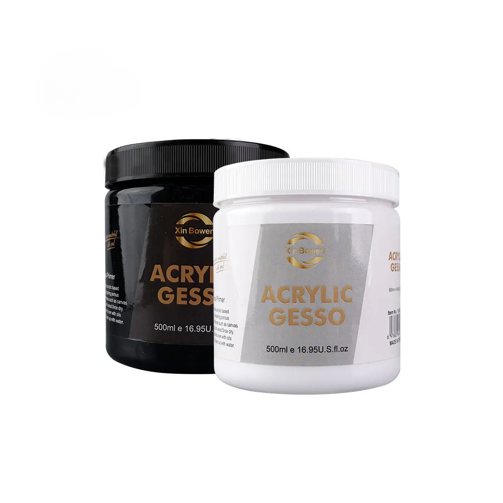 Acrylic Gesso Base Paint (Black or White) – 500ML (Black)