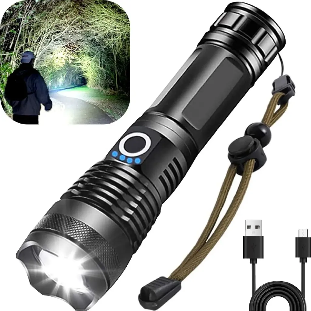 LED P50 Zoom Flashlight – Super Bright Rechargeable