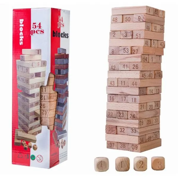Jenga Classic – 54-Piece Stackable Wooden Block Game