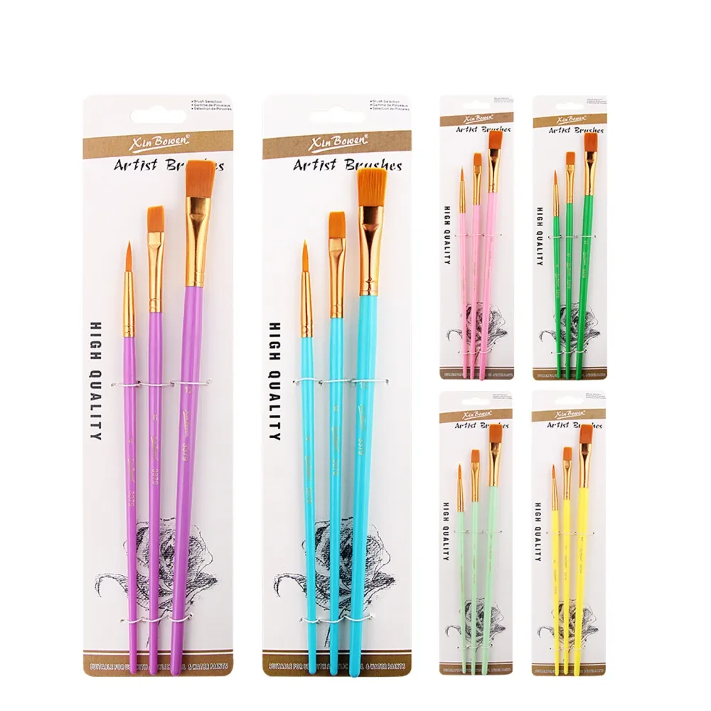 3-Piece Nylon Hair Paint Brush Set