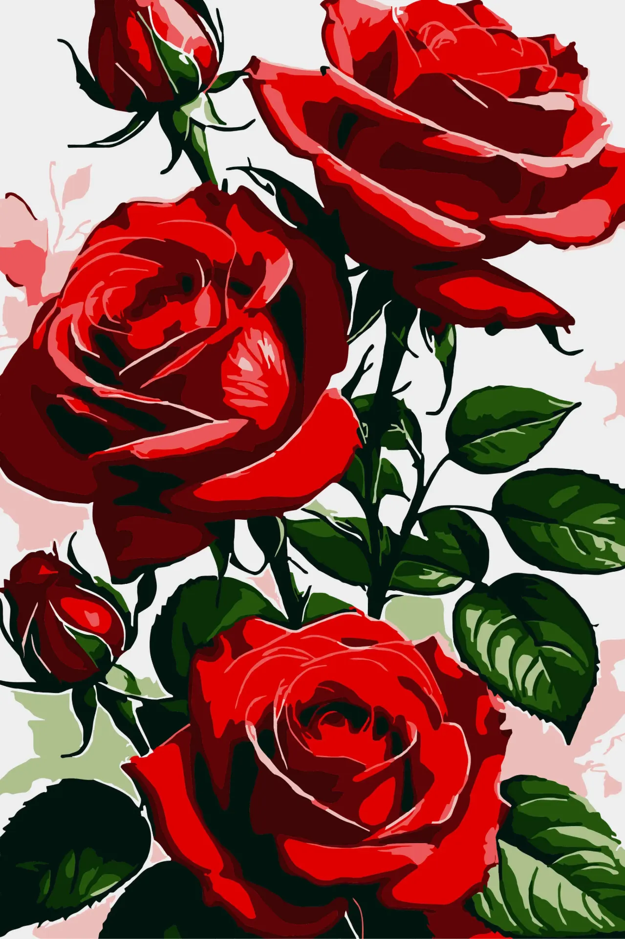 Paint by Numbers Rose Kit – 20 x 30 cm