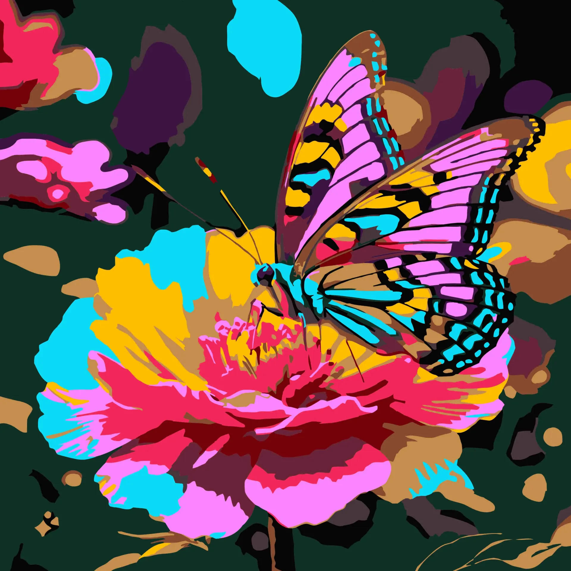 Butterfly Paint by Numbers Kit – 30 x 30 cm