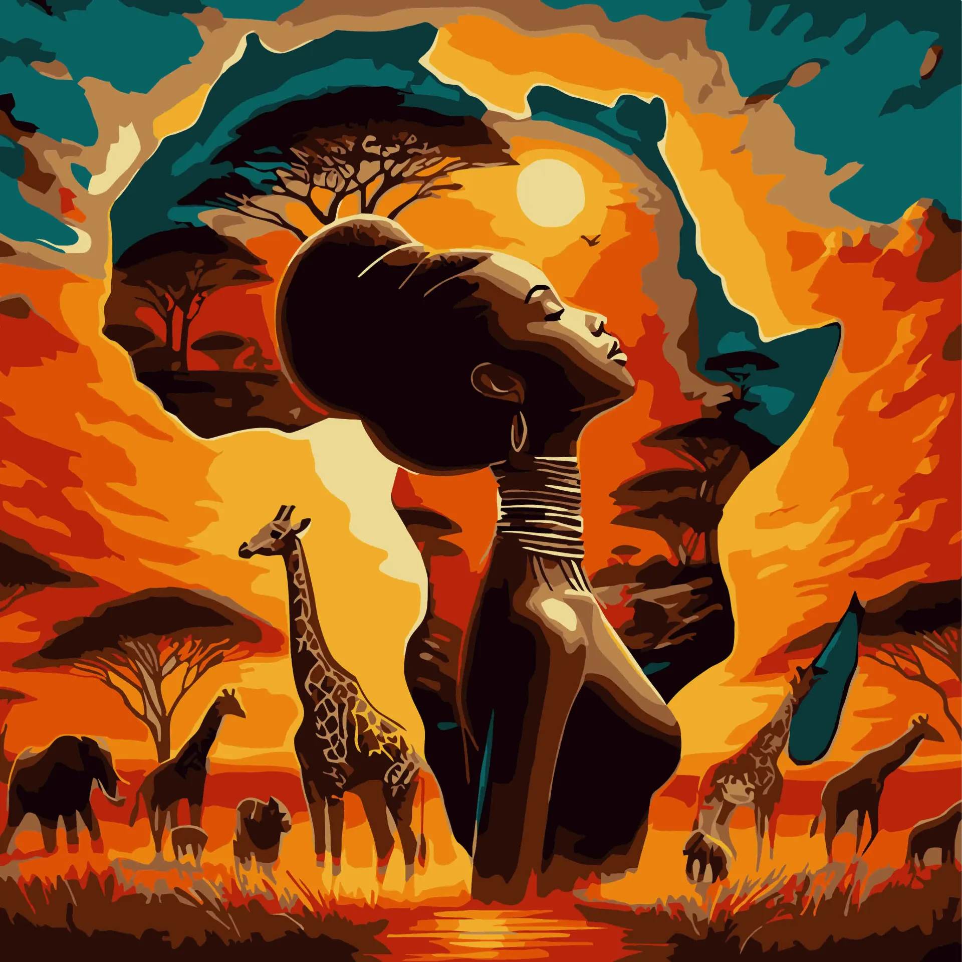 African Heritage Paint by Numbers Kit – 30 x 30 cm