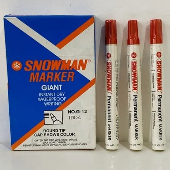 SNOWMAN G-12 Red Permanent Marker Set – 12 Pieces