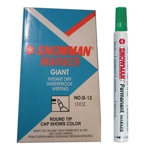 SNOWMAN G-12 Green Permanent Marker Set – 12 Pieces
