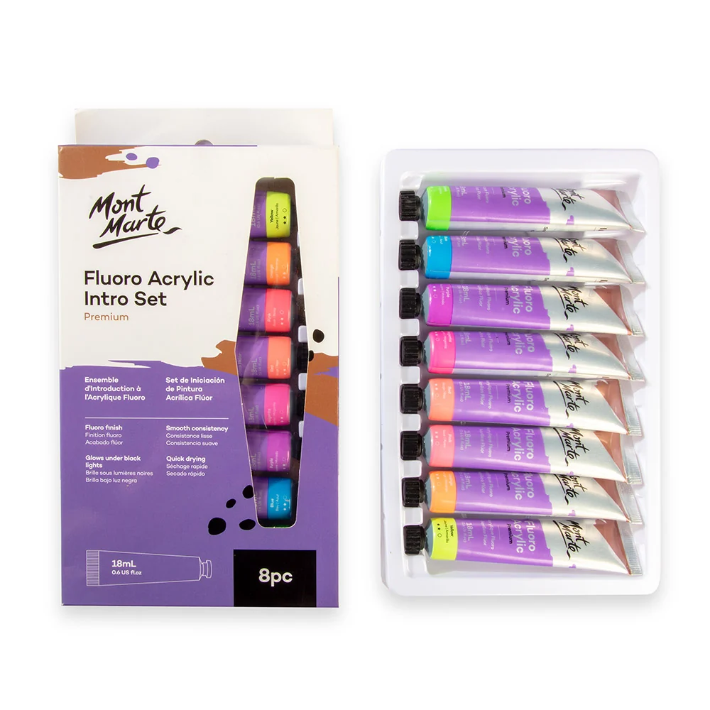 Fluoro Acrylic Paint Intro Set Premium 8pc x 18ml