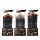 12-Piece Nylon Artist Paint Brush Set