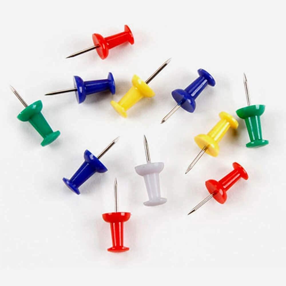 Push Thumb Pins for Notice Boards – Multicolour Pack of 50