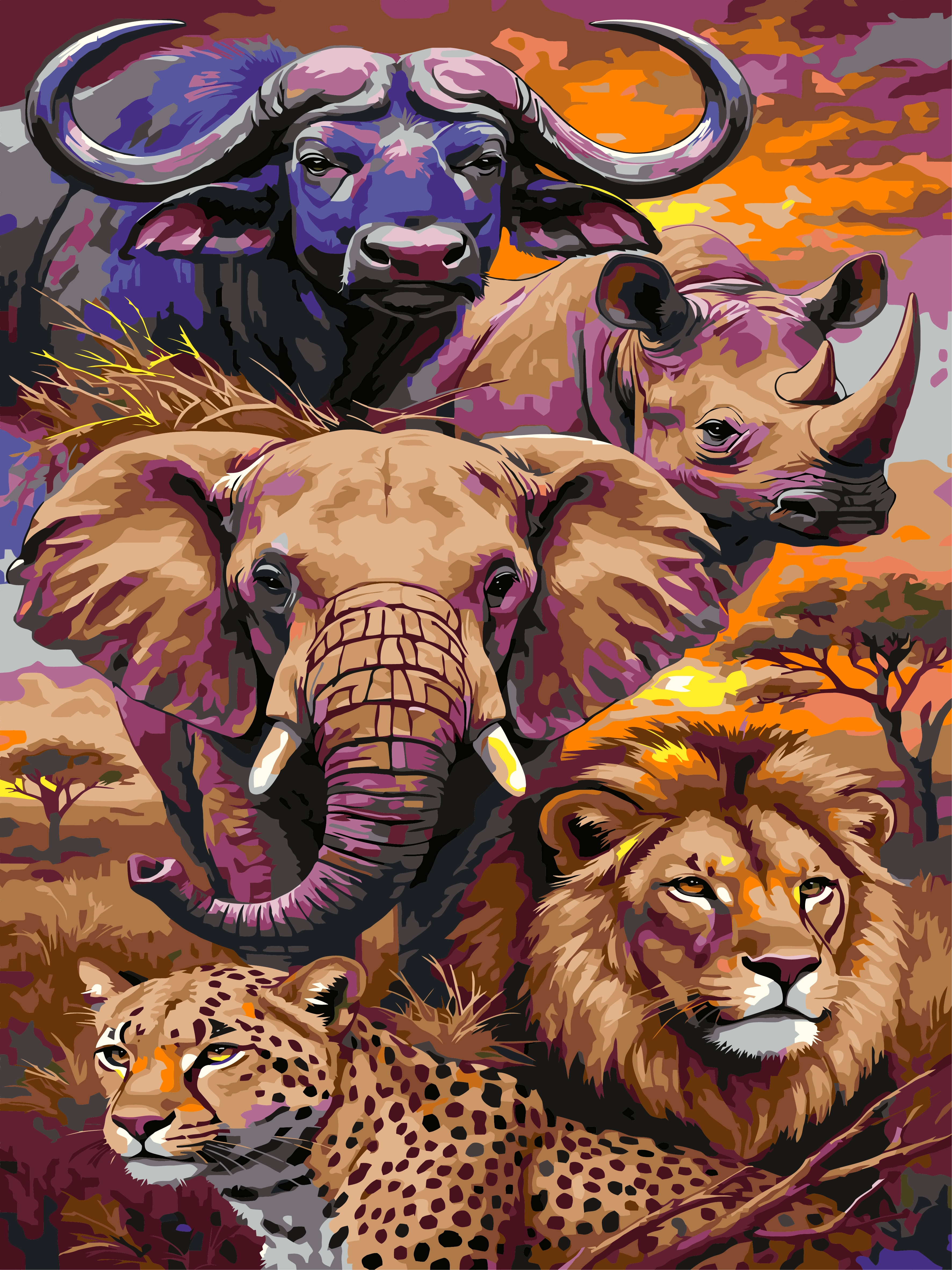 Savanna King Animals Paint by Numbers Kit 30 × 40 cm
