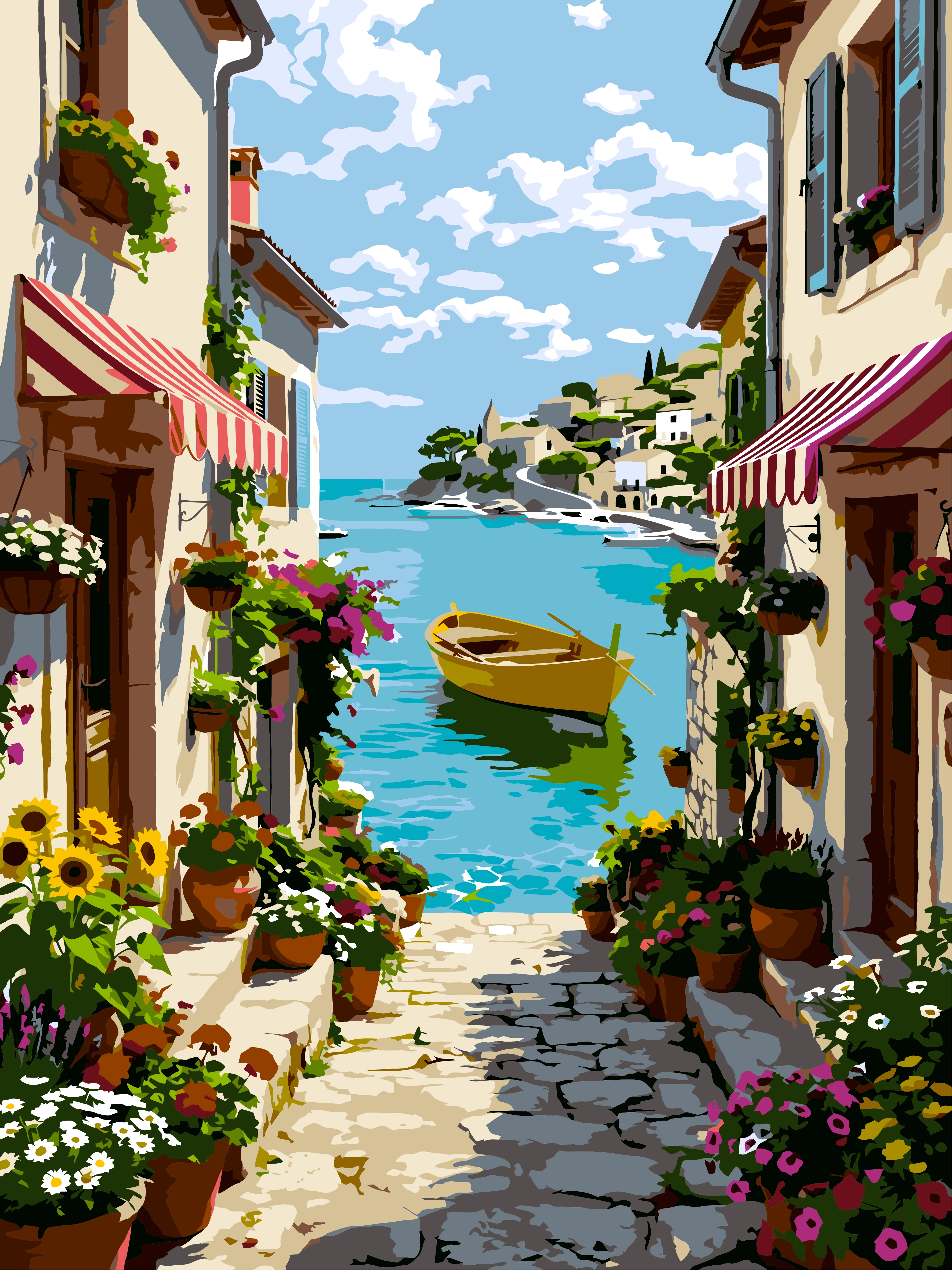 Harbor Lane Paint by Numbers Kit 30 × 40 cm