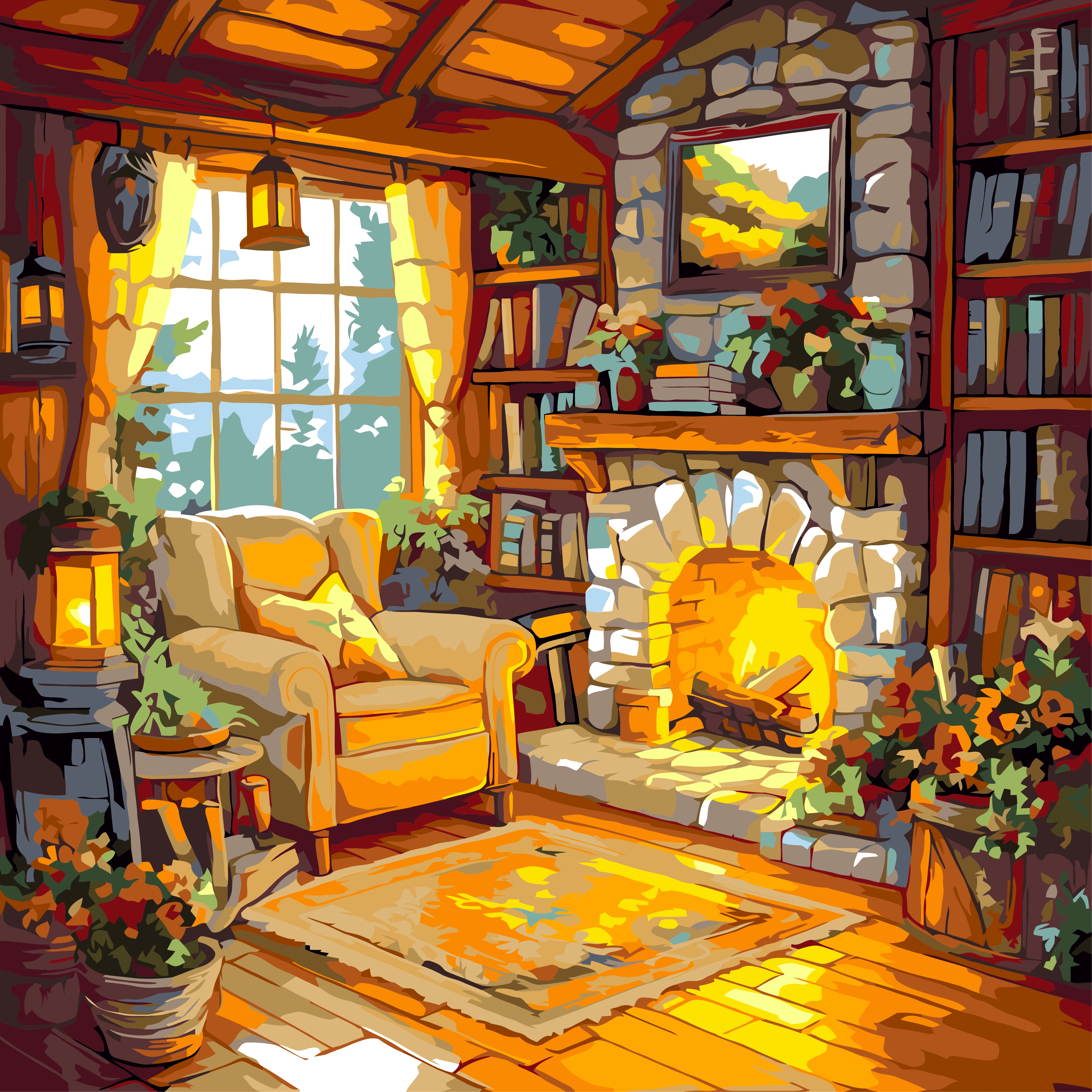 Fire Hollow Paint by Numbers – 40 × 40 cm