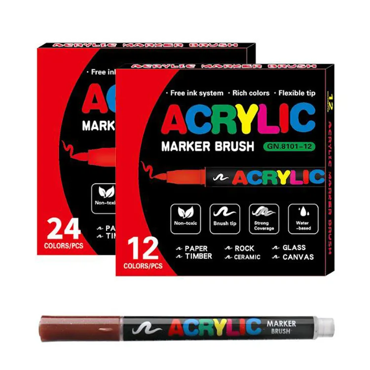 24 Color Soft Tip Acrylic Paint Marker Set
